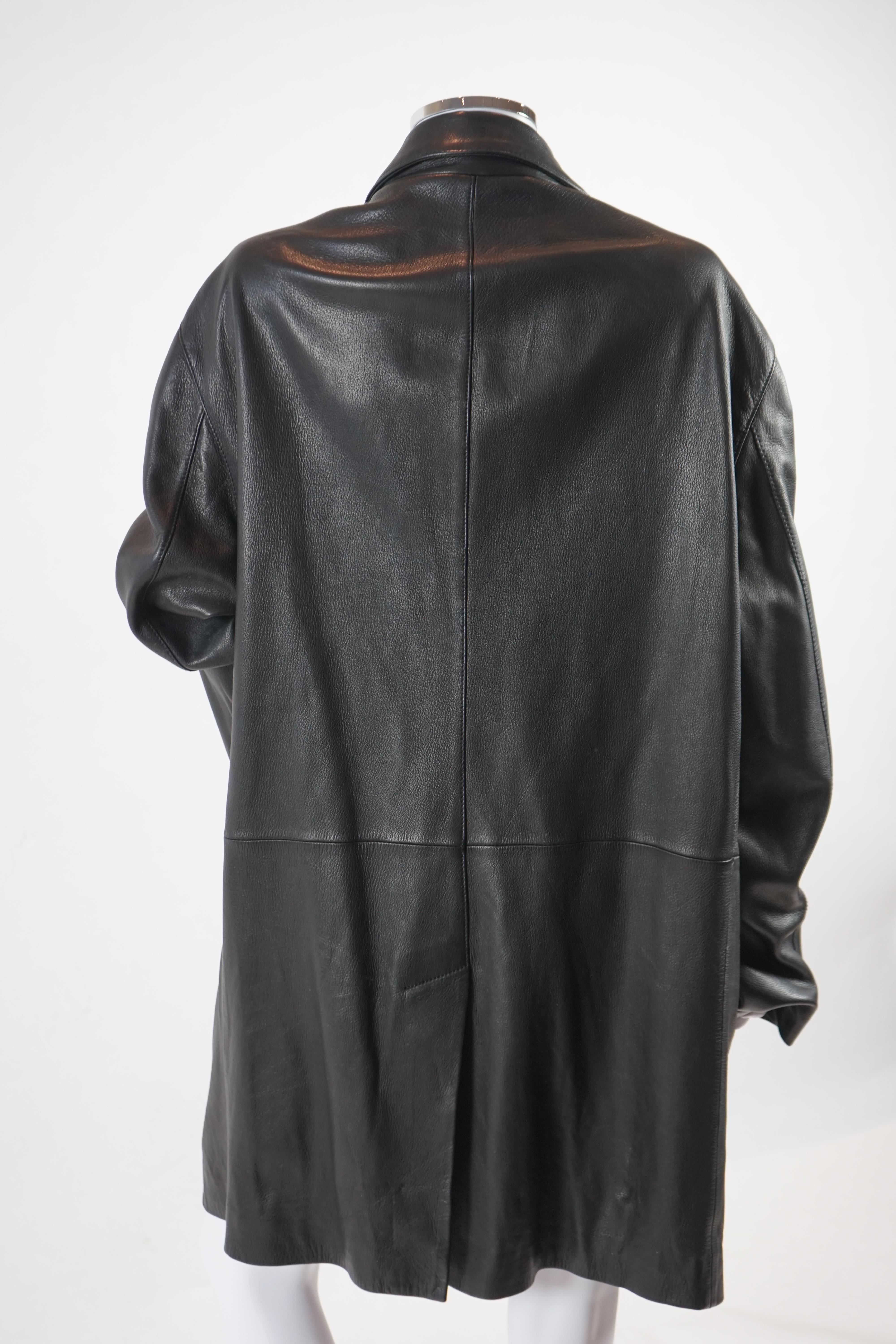 A Versace Jeans Couture men's black leather jacket and a Donna Karan men's black leather jacket, Size L